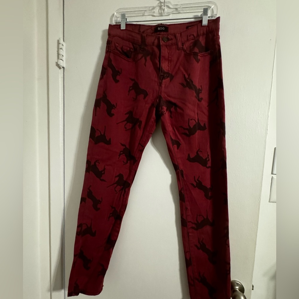 Urban outfitters Red horse print skinny ankle women’s pants / size 29